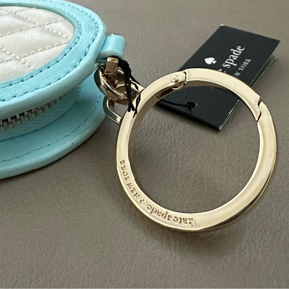 NEW KATE SPADE TENNIS RACKET COLLECTIBLE QUILT LEATHER COIN PURSE KEY BAG CHARM - Picture 5 of 9